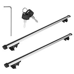 2Pcs Car Roof Top Crossbar Rack Aluminum Alloy Luggage Carrier Rack 330lbs Max Load w/Lock Fit Most Cars SUVs