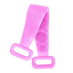 Silicone Back Scrubber Belt For Shower Exfoliating Foaming Body Wash Strap Brush Bristles Massage Dots W/ Adhesive Hook