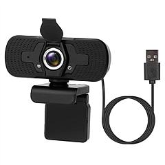 FHD 1080P USB Webcam w/ Microphone Privacy Cover Rotatable Clip Streaming USB Camera Plug And Play For PC Video Conferencing Gaming Facetime Broadcast