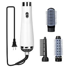 3 In 1 Hot Air Brush One-Step Hair Dryer Comb 3 Interchangeable Brush Combs Volumizer Hair Curler Straightener 66.93in Rotatable Cable w/ 3 Heating Ad