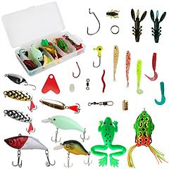 94Pcs Fishing Lures Kit Soft Plastic Fishing Baits Set with Soft Worms Frog Crankbaits Tackle Box for Freshwater and Saltwater to Bait Bass Trout Salm