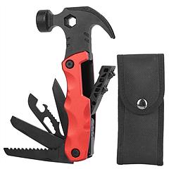 13 In 1 Multi-tool Hammer Outdoor Camping Survival Tools with Pouch Bag Safety Lock Nail Puller Knife Can Opener Saw Screw Depositor Screwdriver
