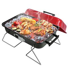Portable Charcoal Grill Outdoor Tabletop Grill Small Barbecue Smoker Folding BBQ Grill with Lid for Backyard Camping Picnics Beach
