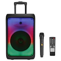 Portable Wireless Party Speaker Party Speaker with with 5 Colorful Lighting Modes TWS FM USB MMC Slot Aux In Recording Mic Priority Trolley Handle 2 W