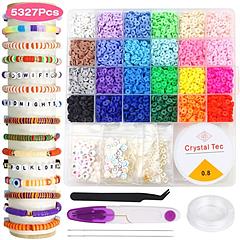 5327Pcs Clay Beads Bracelet Making Kit Jewelry Making Craft Kits with 24 Colors Flat Beads Letter Beads Birthday Gifts for Age 5-12 Girls