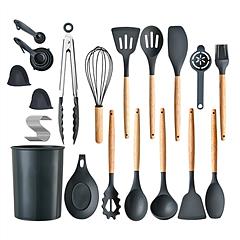 35Pcs Kitchen Cooking Utensils Set Spatula Set Baking Utensil Set Kitchen Accessories Necessities with Holder Egg Whisk Separator Tong Turner Spoons C