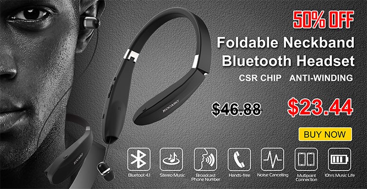 KOCASO Foldable Bluetooth Headsets Sport Neckband