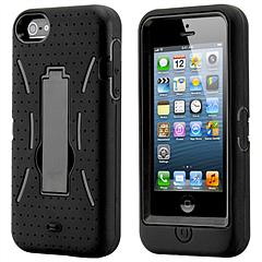 Black 3 Piece Hard Case Silicone Cover Kickstand for Apple iPhone 5