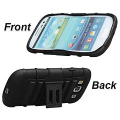 Black Rugged hybrid case belt clip holster with kickstand for Samsung Galaxy S3 III