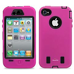 Pen+Hot Pink Rugged Rubber Matte Hard Case Cover  For iPhone 4G 4S + Screen Guard