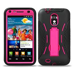Samsung Galaxy S2 Epic Touch 4G D710 Pink Hybrid 2pc Stand Case Cover