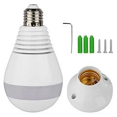 WiFi Light Bulb Camera 960P Security Camera 360° Fisheye Lens Panoramic Motion Detection IR Night Vision