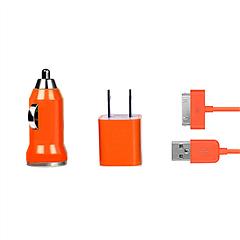 Car charger, Wall charger, 2 cables kit for apple(orange)