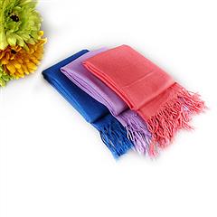 3-Piece Pure Color Tassel Artificial Cashmere Shawl Soft Wrap,Coral Blue LightPurple