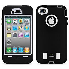 Pen+ Black Rugged Rubber Matte Hard Case Cover  For iPhone 4G 4S + Screen Guard