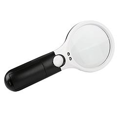 LED Illuminated Magnifying Glass, GPCT 45X 3X Handheld Magnifier with 3 LED Lights Anti-scratch Glass Lens LED Illuminated Magnifier for Reading Inspe