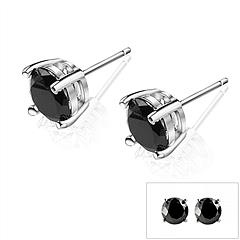 1/4 Carat Black Gem Sterling Silver Stud Earrings