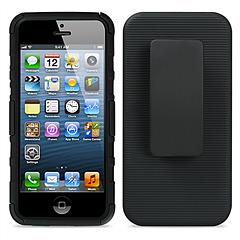 Black Rugged Hybrid Hard Case Cover Belt Clip Holster for Apple iPhone 5