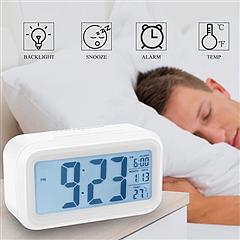 iMounTEK Digital Clock w/ LCD Backlight Alarm Snooze Temperature Calendar Display Light Sensor Eye-Friendly