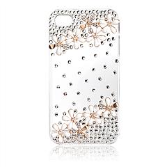 Transparent Bling Rhinestone Flower Case For iPhone 4/4S