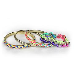 4-Piece Colorful Woven Burnished Gold Bracelet Set