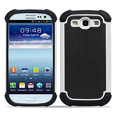 White Double Layer Hibrid Impact Hard Case for Samsung Galaxy S3 SIII i9300