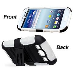 White Rugged hybrid case belt clip holster with kickstand for Samsung Galaxy S3 III
