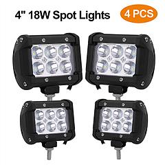 4 PCS 4” 18W Dual Row LED Waterproof Spot Light Pod Cube Light