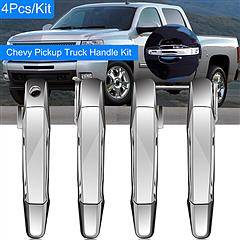 iMounTEK 4pcs Chrome Outer Handles Outside Exterior Door Handles Front Rear for Chevy Pickup Truck 2007-2013 Suburban Sierra Silverado Escalade Cadill