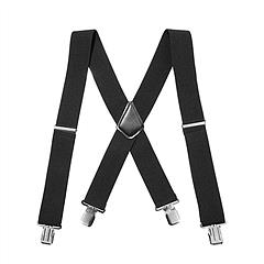 Men’s X-Back Suspenders Solid Braces Suspenders Heavy Duty 4 Clasps Adjustable Long Elastic Braces