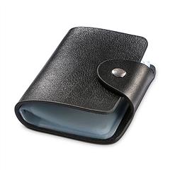 Credit Card Holder Card Organizer Pouch PU Leather Case Snap Closure with 26Pcs Card Slots