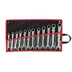 12Pc 8-19mm Metric Combination Wrench Flexible Head Ratchet Wrench Set Spanner Tool Set