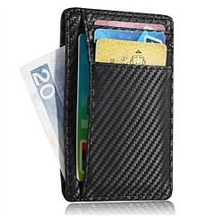 Credit Card Holder Wallet w/Cash Pocket Carbon Fiber RFID Blocking Anti Scan 1 ID Window 5 Card Slots Card Protector for Men