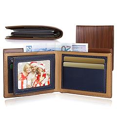Men’s Wallet PU Leather Bifold Purse Credit Card Holders 6 Card Slots 1 ID Window Dual-layer Money Pouch