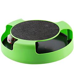 Cat Interactive Scratching Toy w/ Rotating Running Mouse Catching Plate Non-toxic Claw Kitten Toys