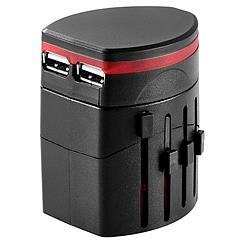 Universal Travel Power Adapter All in One Wall Charger AC Power Plug Adapter with 2 USB Charge Ports for US UK EU AU Plug Phones Tablets Cameras