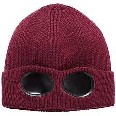 Unisex Knit Beanie Hat with Goggle Chunky Winter Warm Hat Skull Cap 4 Colors