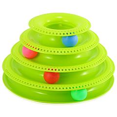 Cat Track Tower Toys 4-Layer Ball Track Interactive Cat Toys Electric Rotate Butterfly Birds