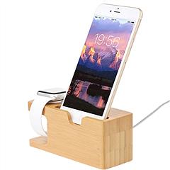 Bamboo Wood Charging Stand for Apple Watch 42mm 38mm Universal Phone Holder Stand Docking Station for iPhone X XS Max XR Galaxy S10/S9+ Google Nexus 6