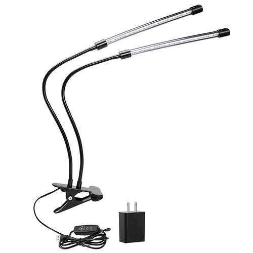 LED Grow Light Dual Head 18W 36 Red Blue LEDs Plant Grow Lamp Timer ...