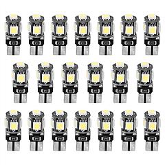 20Pcs T10 SMD5050 LED Light Bulbs 6000K Wedge Light Lamps Dome Map License Plate Car Interior Festoon Lights Kits