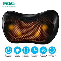 Back Neck Massage Pillow Kneading Massager In-Car Thermotherapy Massage Pillow w/ Car Charger US Plug Pain Relief Relaxing For Home Travel