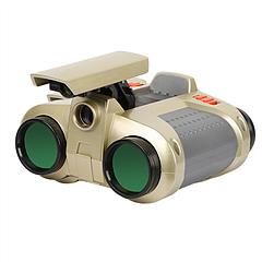 4X30 Kids Toy Night Vision Binoculars with Pop-Up LED Light Portable Neck Strap for Watching Hiking Travelling