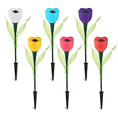 6 Pcs Solar Garden Tulip Flower Light Outdoor Solar Pathway light IP54 Water-resistant Landscape Lights for Lawn Patio Yard Garden Walkway Decoration