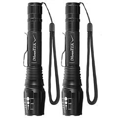 2Packs T6 Tactical Military LED Flashlight 50000LM Zoomable Rechargeable Flashlight Torch w/ 5Modes SOS Night Light For Night Walking Adventures Searc