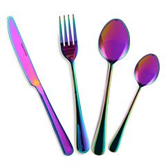 4-Piece Flatware Set Stainless Steel Silverware Cutlery Kitchen Utensil Set w/ Fork Knife Tea Spoon for Home Kitchen Hotel Restaurant
