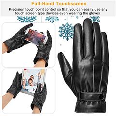 Men’s Leather Winter Gloves Touchscreen Outdoor Windproof Cycling Skiing Warm Gloves