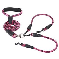 Double Dogs Leash No-Tangle Dogs Lead Reflective Dogs Walking Leash w/ Swivel Coupler Padded Handle