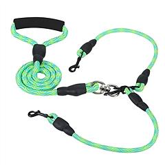 Double Dogs Leash No-Tangle Dogs Lead Reflective Dogs Walking Leash w/ Swivel Coupler Padded Handle