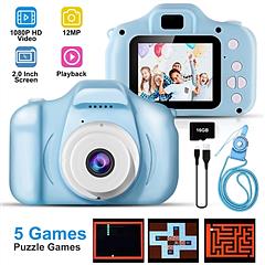 iMounTEK Kids Digital Camera w/ 2.0” Screen 12MP 1080P FHD Video Camera 4X Digital Zoom Games 32GB Card Supported Shockproof Child Camcorder for 3-10 